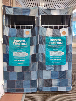 Kaksi poistotekstiilin keräyspistettä on sijoitettu sisätiloihin.