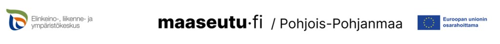 ELY-keskuksen, maaseutu.fi/Pohjois-Pohjanmaa ja Euroopan unionin osarahoittama -logot.